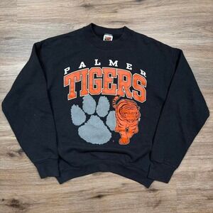 black vintage 90s made in usa palmer tigers crewneck sweatshirt
